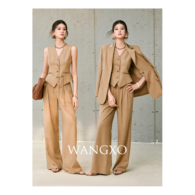 WANGXO 拼接重磅醋酸缎西装套装 250619W