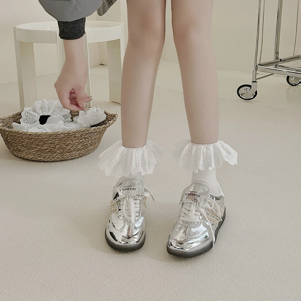 2025韩系甜美蕾丝花边袜子女中筒袜日系风少女堆堆袜秋冬新款韩版
