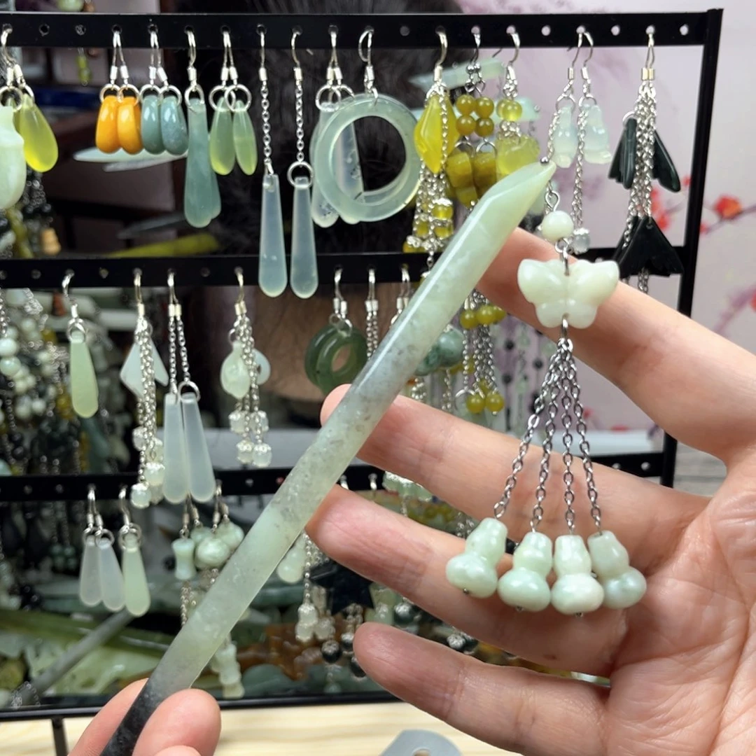 未镶嵌岫玉发饰长度17厘米左右
