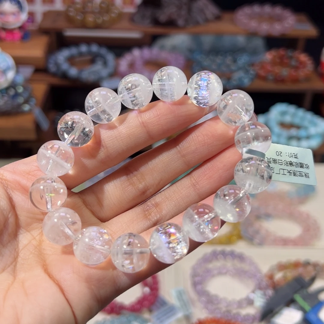 未镶嵌手串水晶13m收藏级彩虹白幽灵