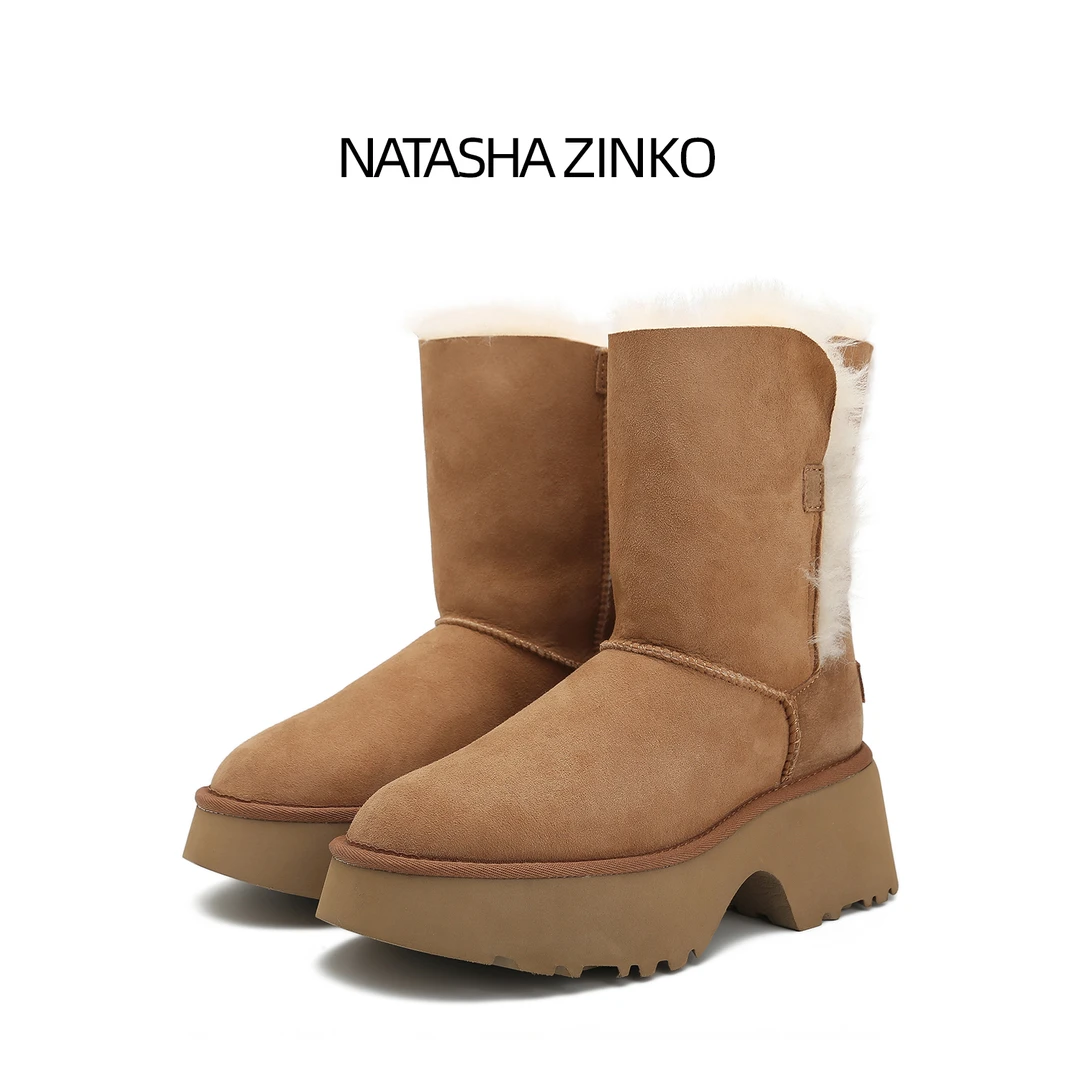 [我是甄老板]Natasha Zinko 中筒靴女2025年冬季新款保暖厚底短靴