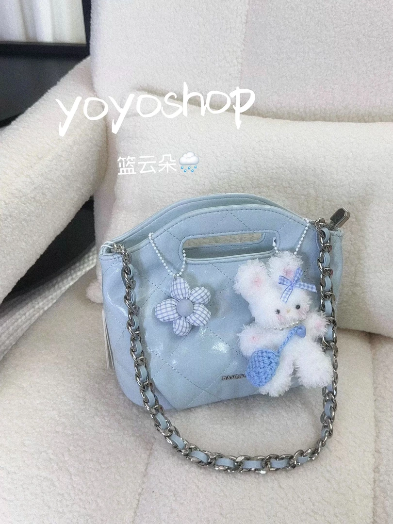 【篮云朵】 yoyo shop阴天快乐韩系百搭链条包包含花朵兔子挂件