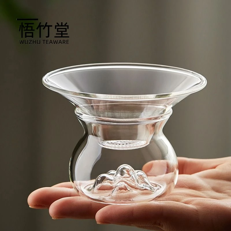 悟竹堂耐热玻璃茶漏茶滤创意茶叶过滤网茶隔漏斗茶具配件滤茶器
