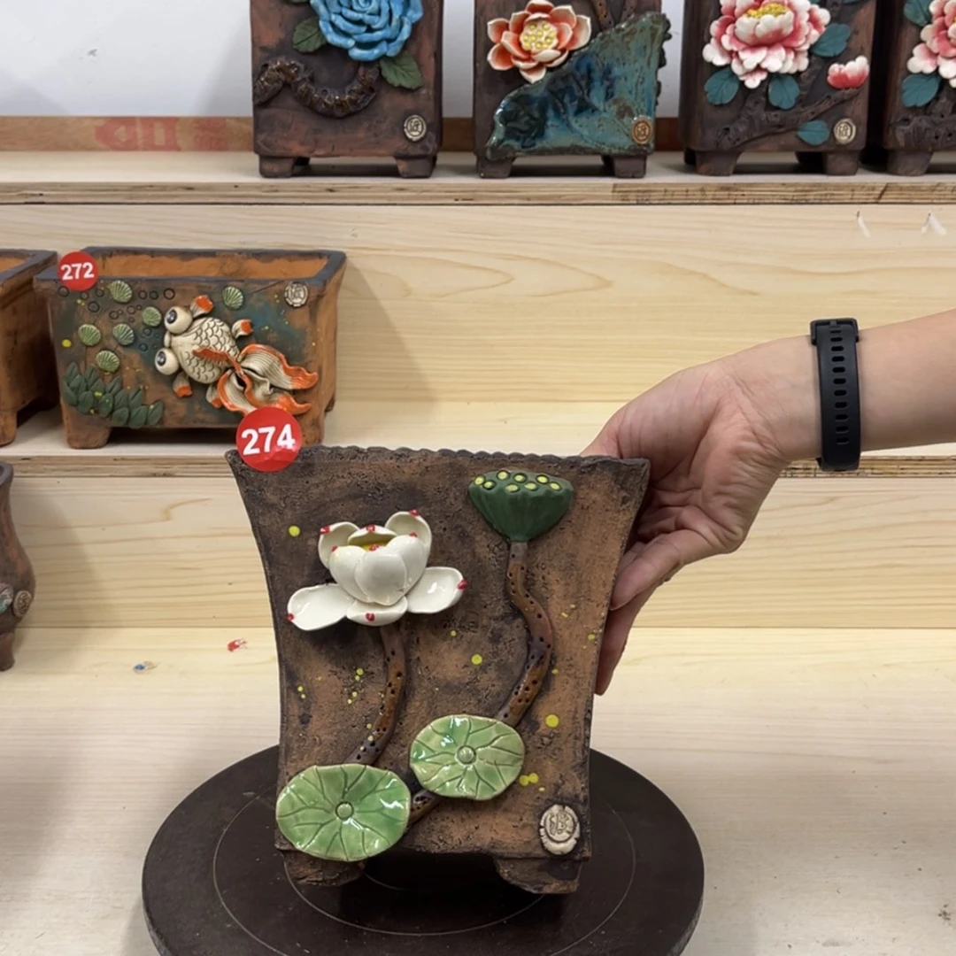 【闪购商品】紫砂花盆274号微瑕内口16×12脚高19