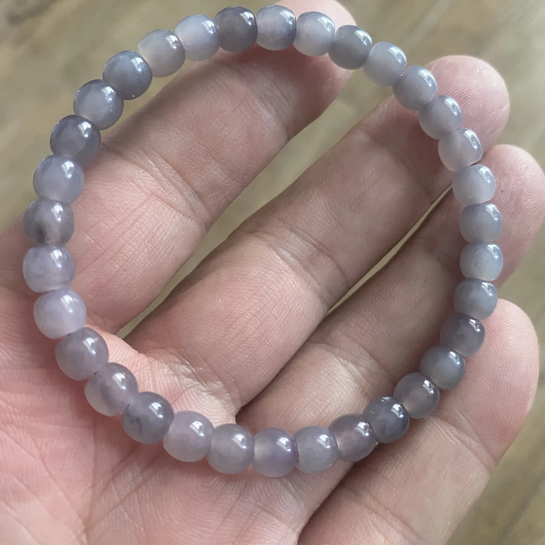 天然和田玉单圈手串6mm直切单圈冰烟紫手链 简约紫气东来百搭女款