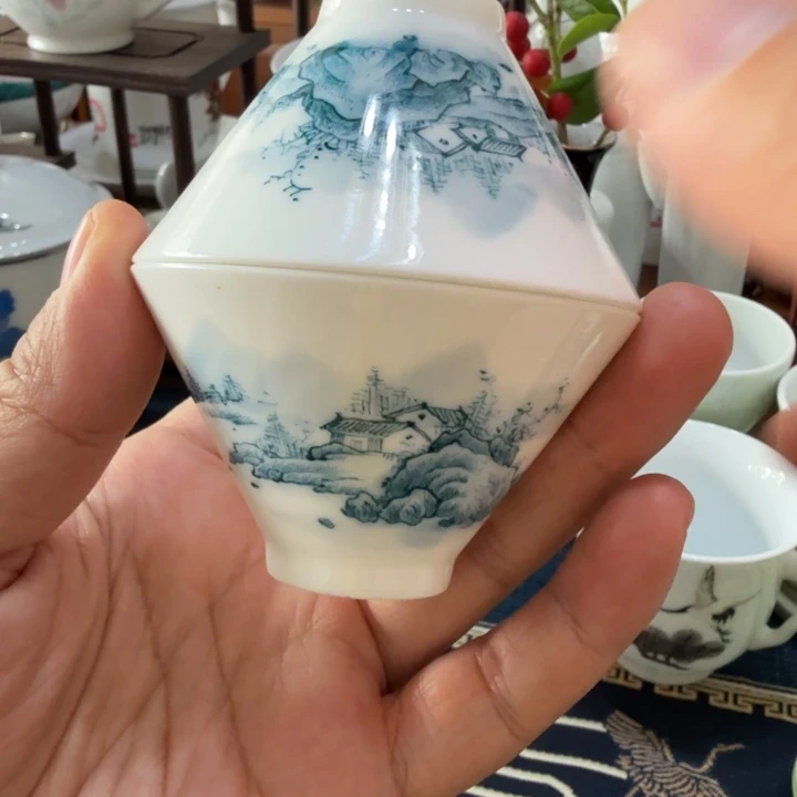 醴陵釉下手绘主人杯一对包邮