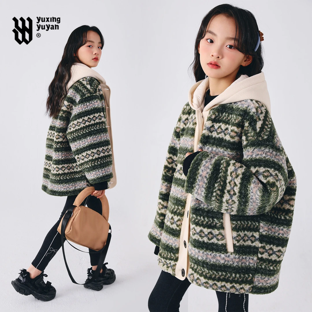 雨星雨嫣女童夹棉加厚外套毛毛衣2025新款秋冬装洋气羊羔毛