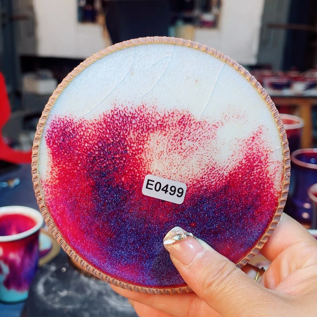 瓷片微瑕钧瓷主人杯摆件工艺品