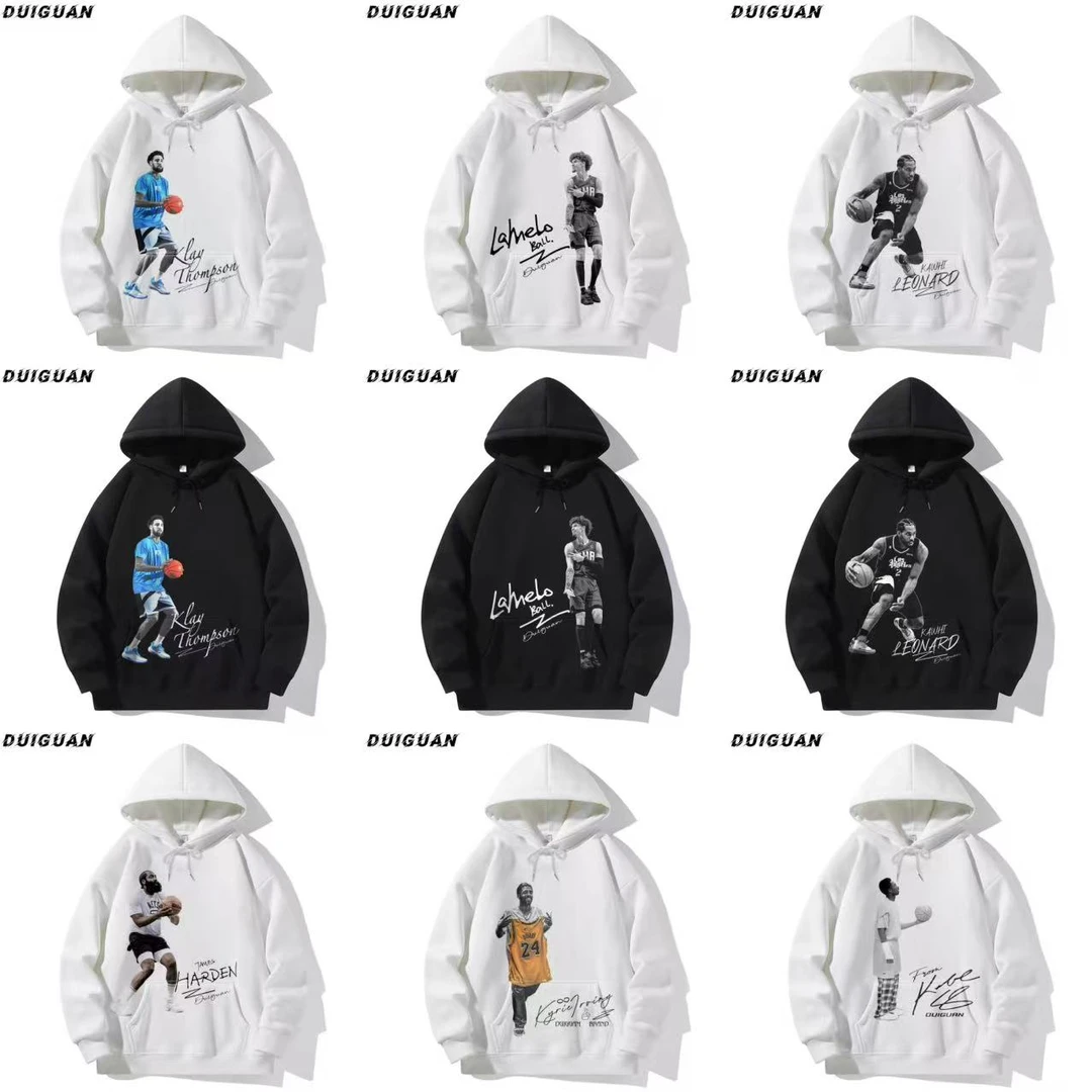 潮牌球星系列秋冬季休闲圆领宽松篮球纯棉350g直喷长袖卫衣男女