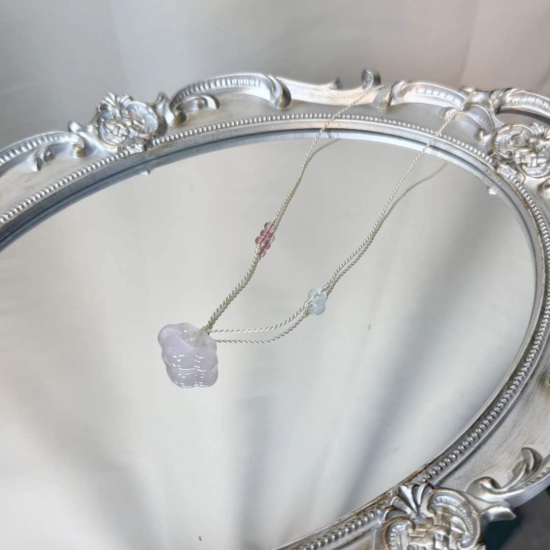 天然粉水晶如意锁