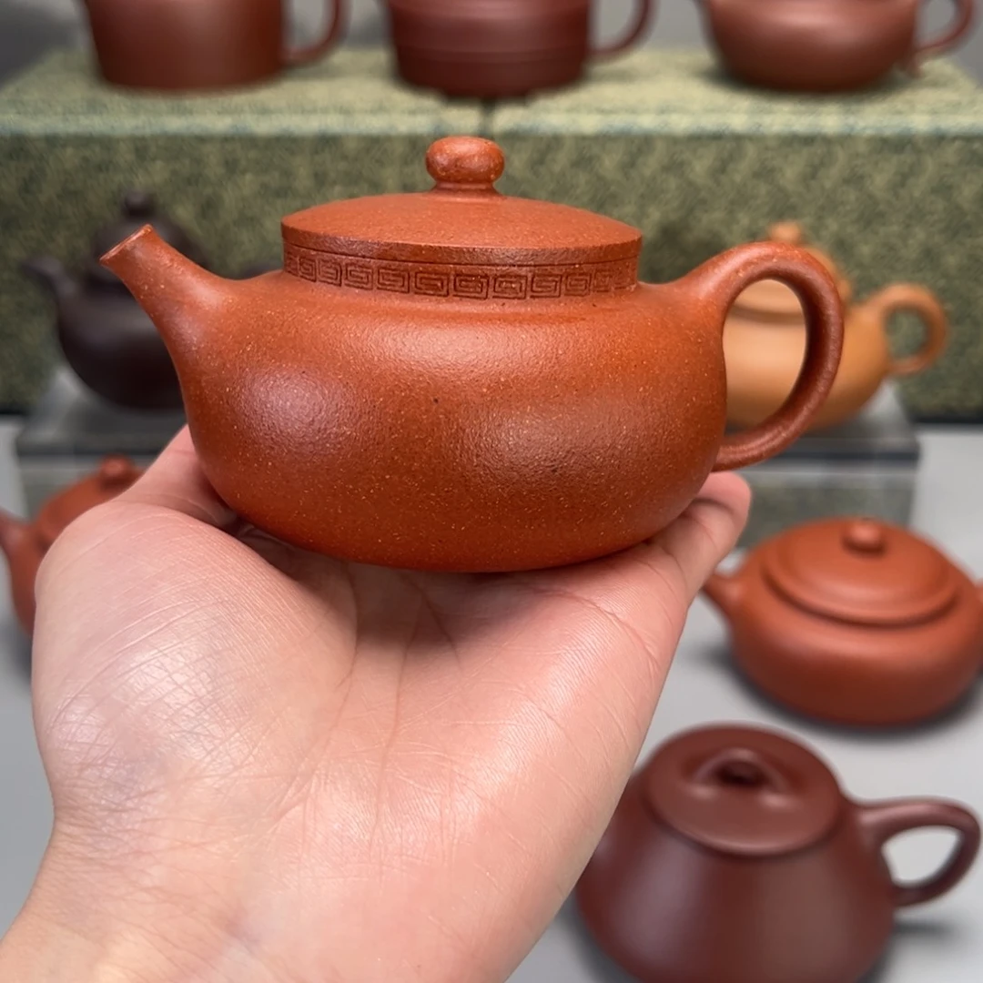 紫砂茶壶宝山红降坡平安壶180c c