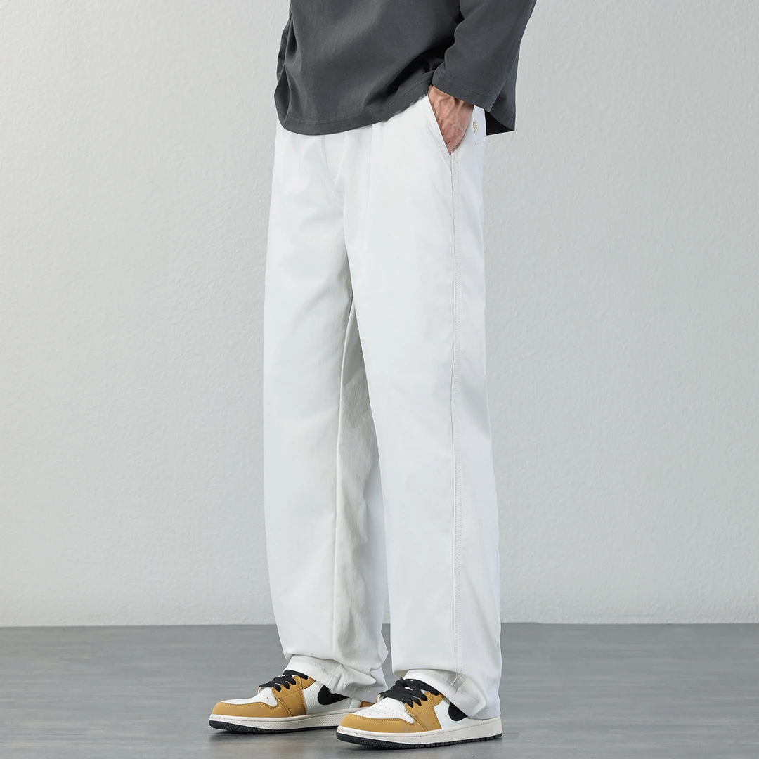 欧巴淘宽松百搭休闲裤男2025秋冬款个性纯色裤子潮牌直筒阔腿长裤