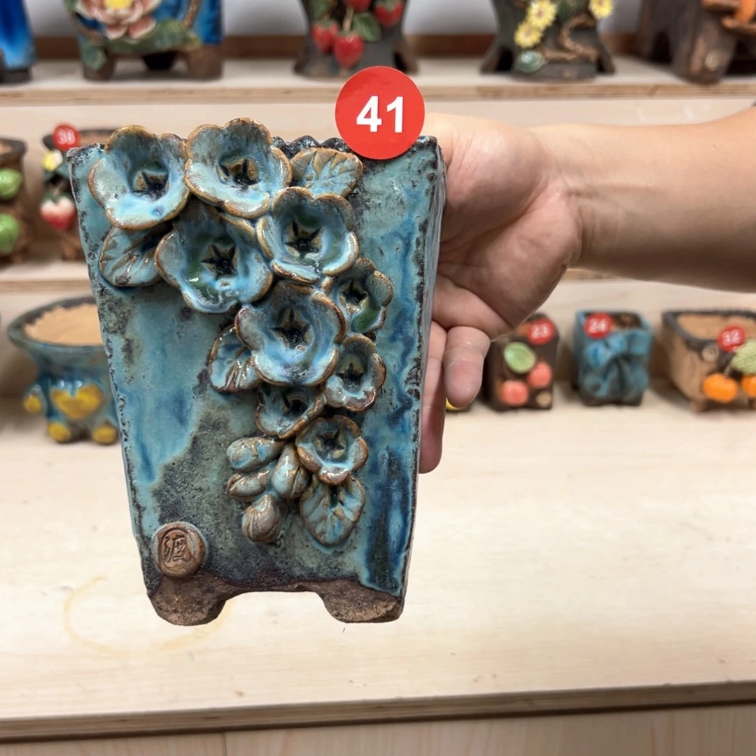 紫砂花盆41号内口10.5外高16