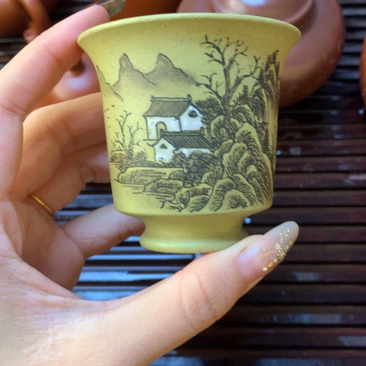 紫砂茶壶主人杯 120cc 黄金段