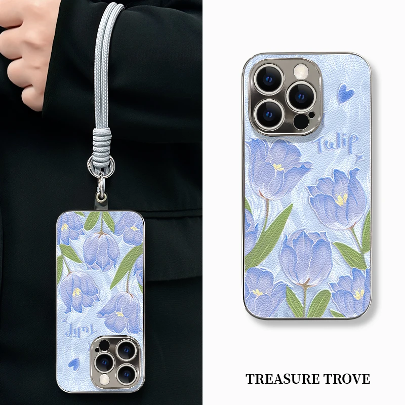 适用于苹果16华为OPPO小米VIVO高颜值时髦时尚电镀小羊皮壳BG0173