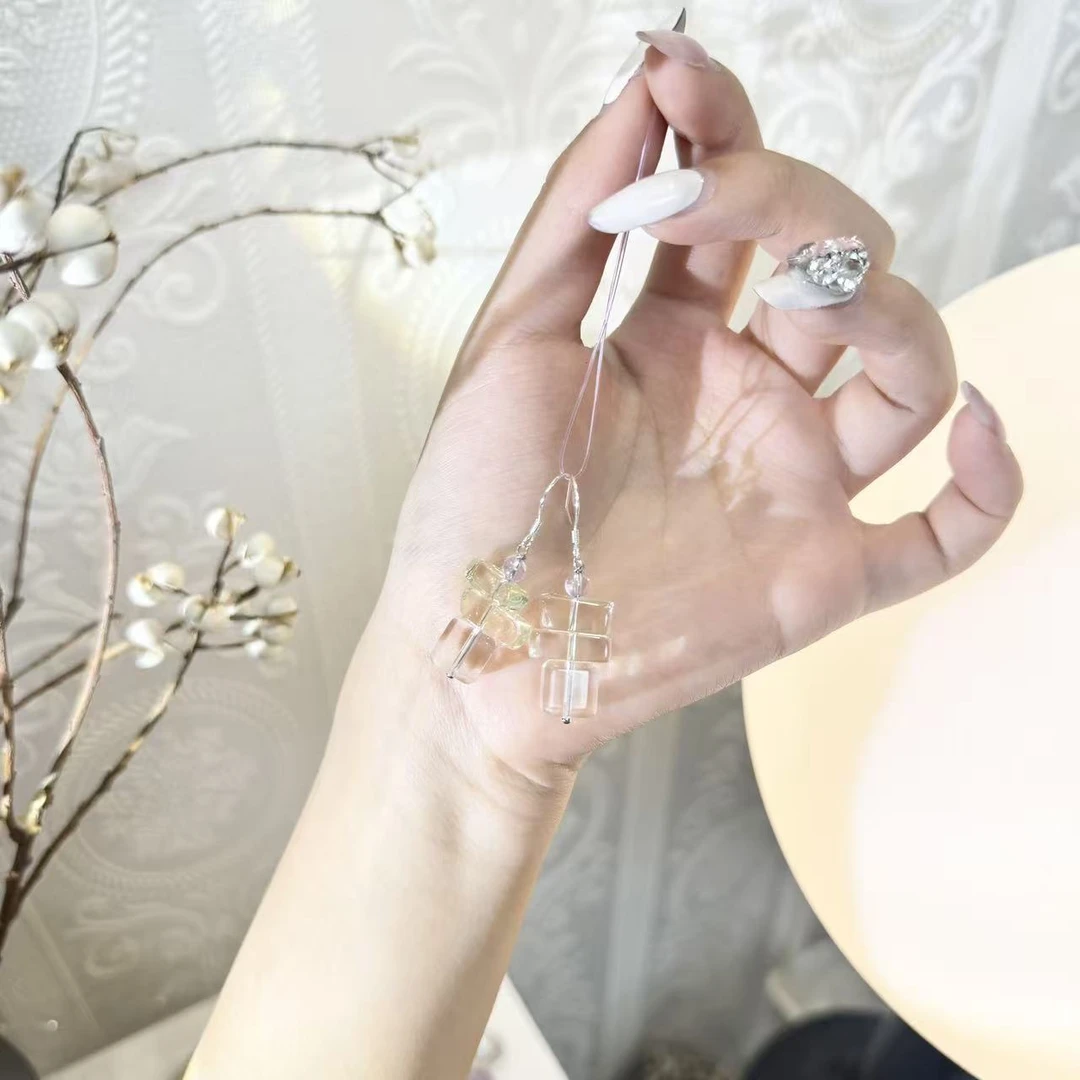源源手作*冰晶方语耳饰E