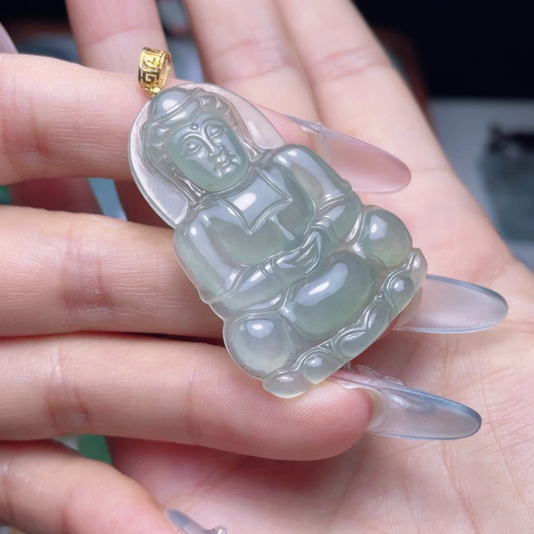 翡翠18K金镶嵌颈饰成品