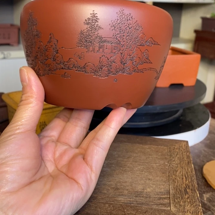 紫砂紫砂花盆手工制作工艺东*