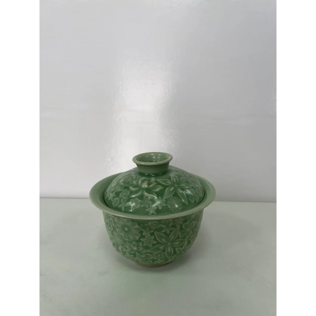 【龙泉】豆青 二才盖碗 陶瓷 lq-5050