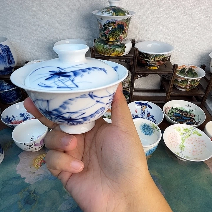 忠意堂釉下彩虾趣微瑕不退