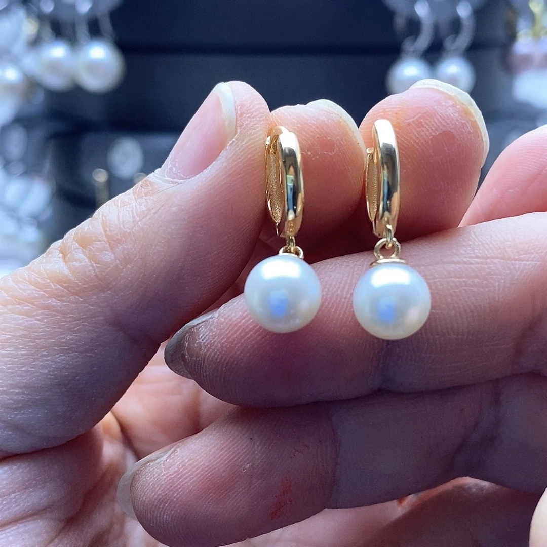淡水珍珠耳饰银S925镶嵌