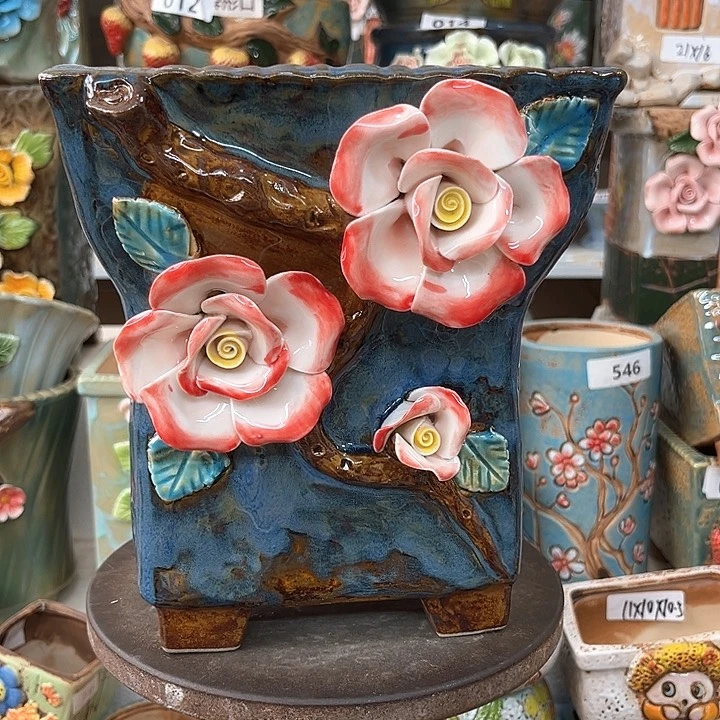 紫砂花盆粗陶材质多肉花盆