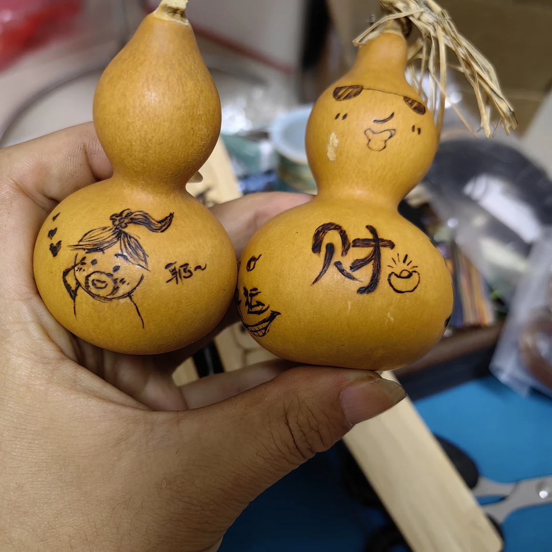 天然小葫芦文玩手把件可盘玩福禄葫芦 烙画 书签定制