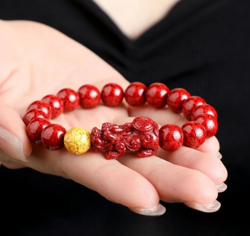 天然辰砂天然辰砂朱砂貔貅手串男女款本命年招财护身符手链