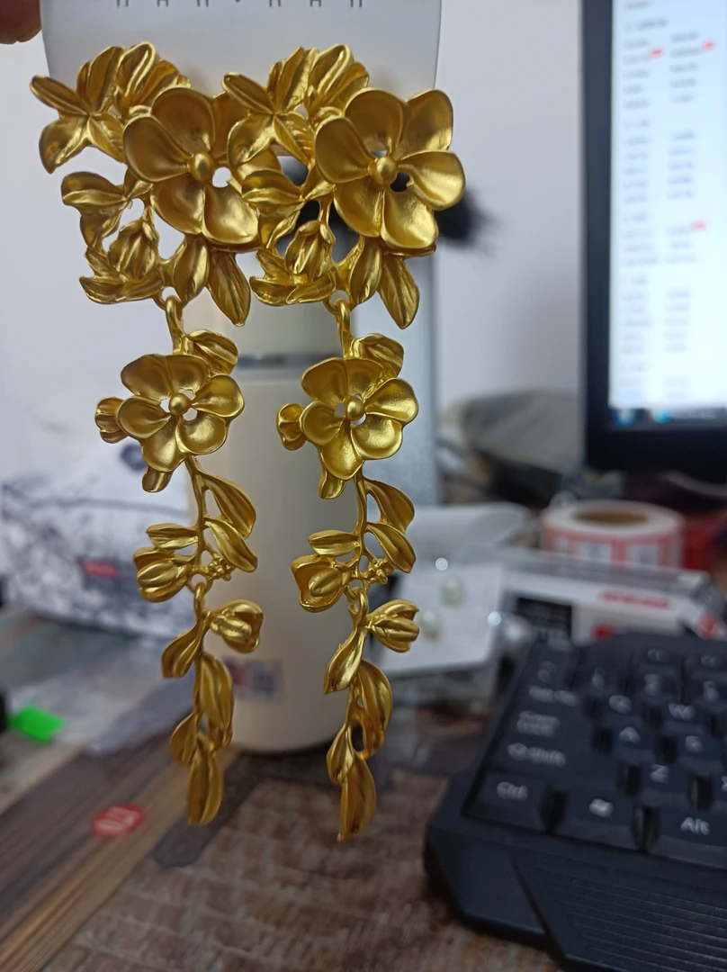 耳饰复古/宫廷日韩女金色植物花卉