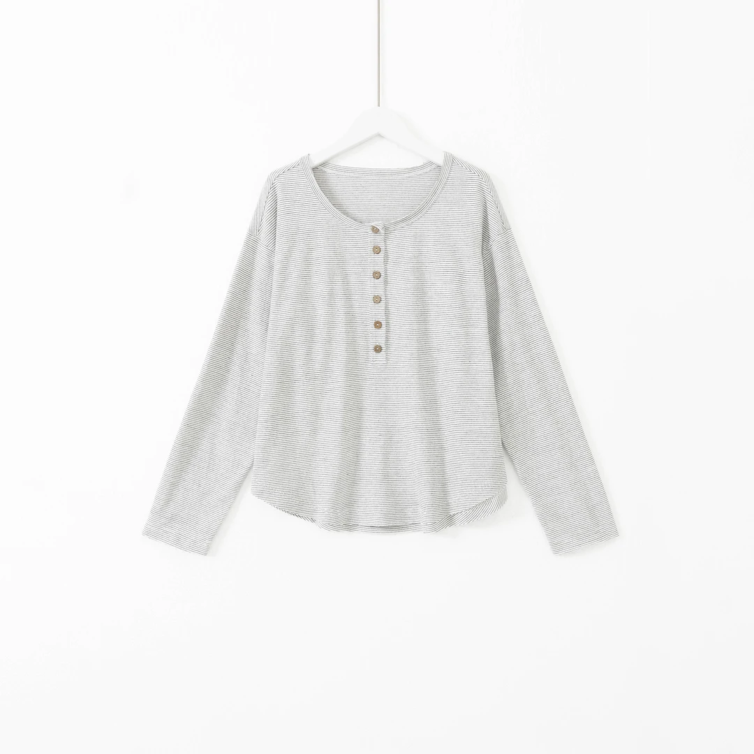 几里与麻 慵懒风宽松半襟休闲T恤 衣长61胸围106 2091857