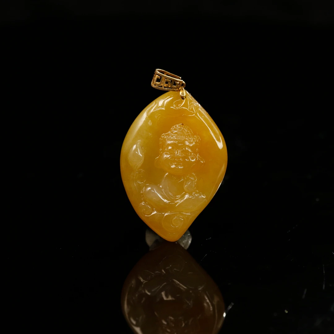 8天然缅甸翡翠A货18k冰黄宝宝佛/900217/上海嘉禾拍卖