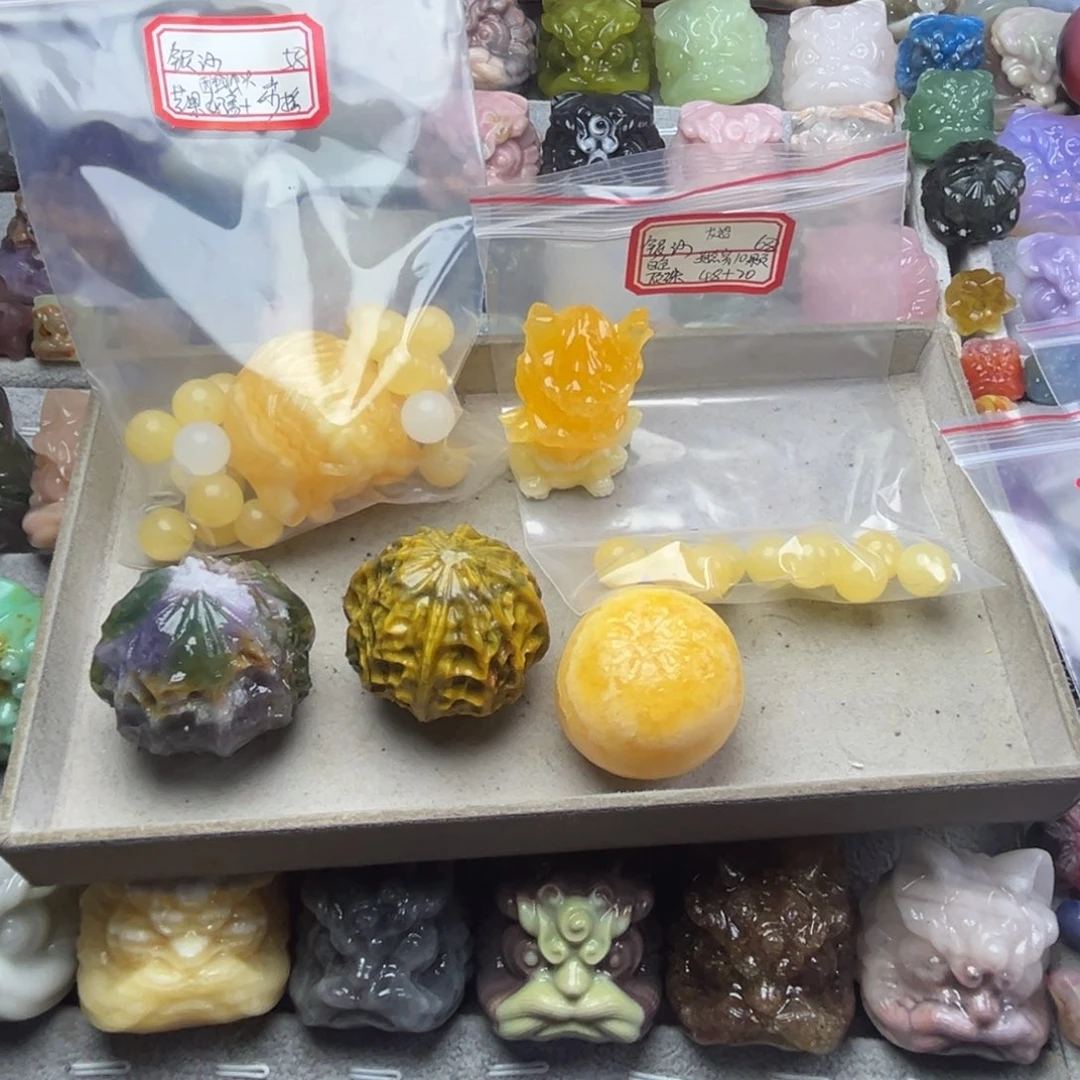 银***厂大理石磁石醒狮手把件