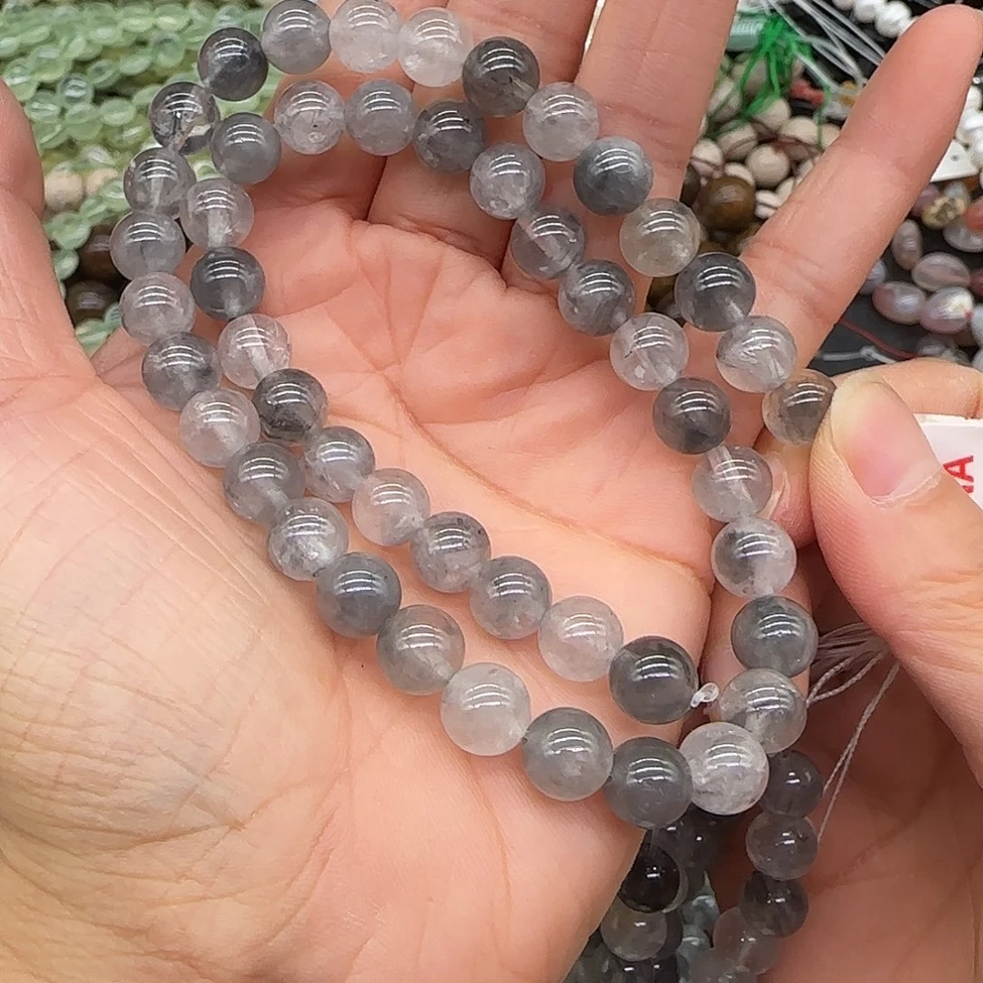 玛瑙/玉髓合金珠宝半成品云水晶8mm一条