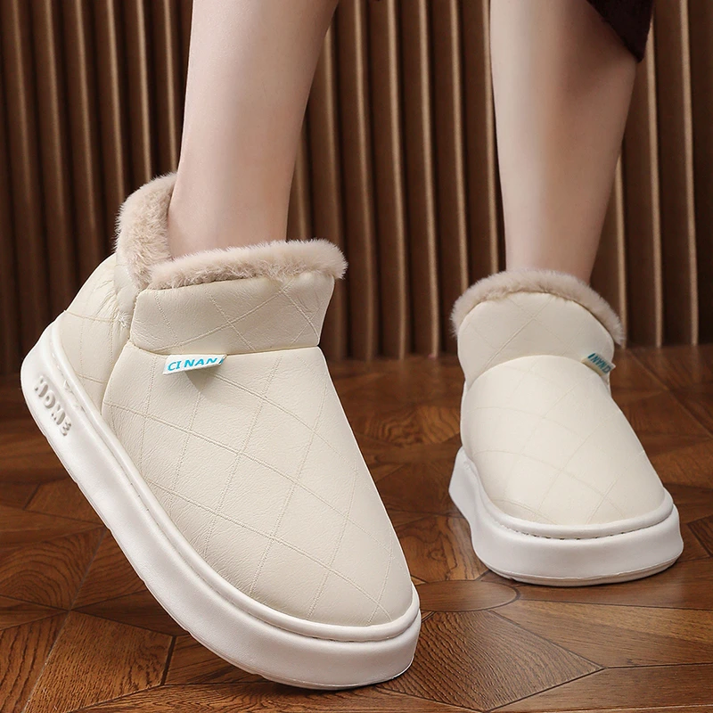 冬季防水防滑棉拖鞋女生宿舍外穿包跟厚底居家高帮棉拖鞋男士保暖