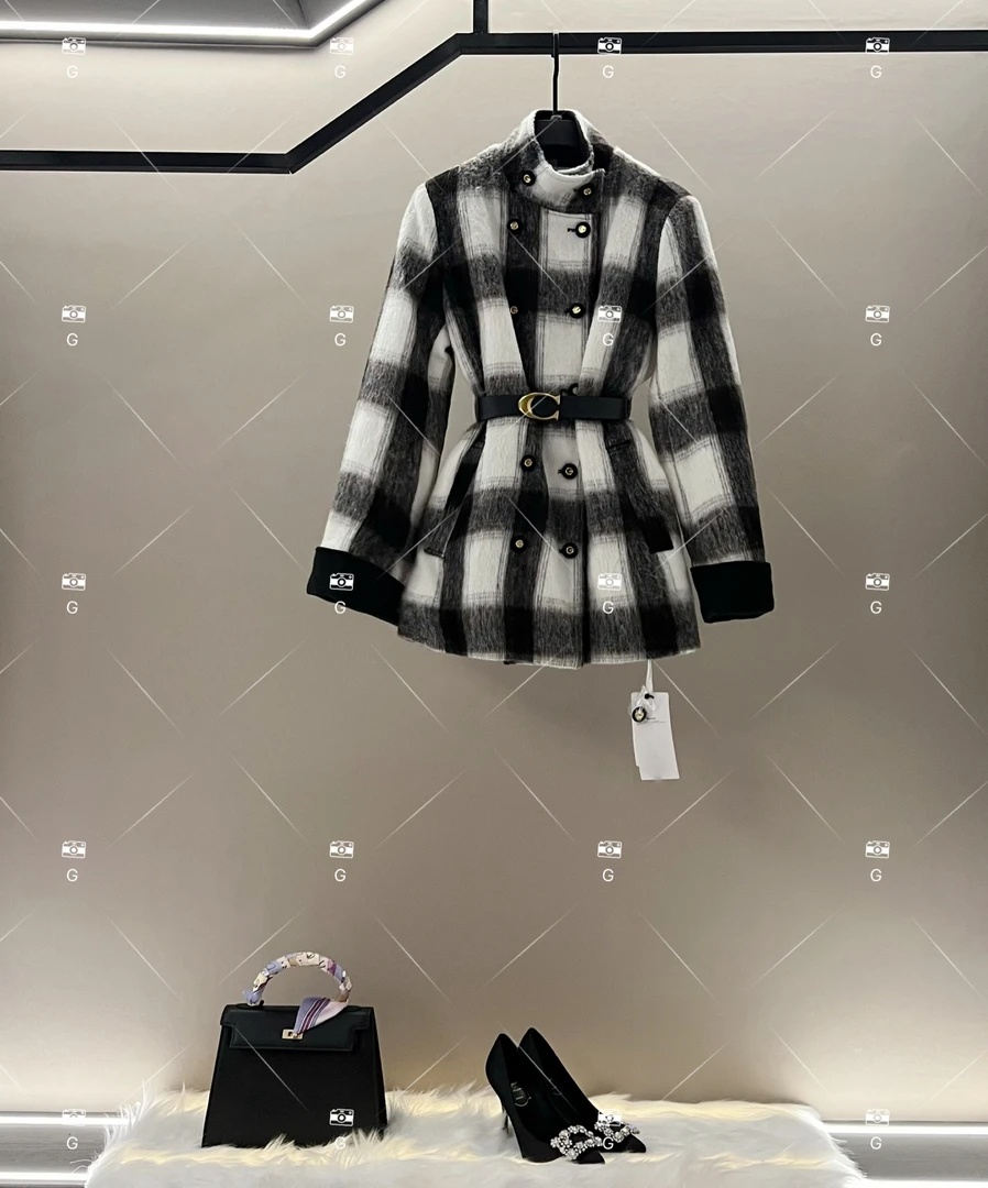 【L姐】秋冬气质小香风设计师中长款羽绒服蓝色轻奢女 QD-2025390