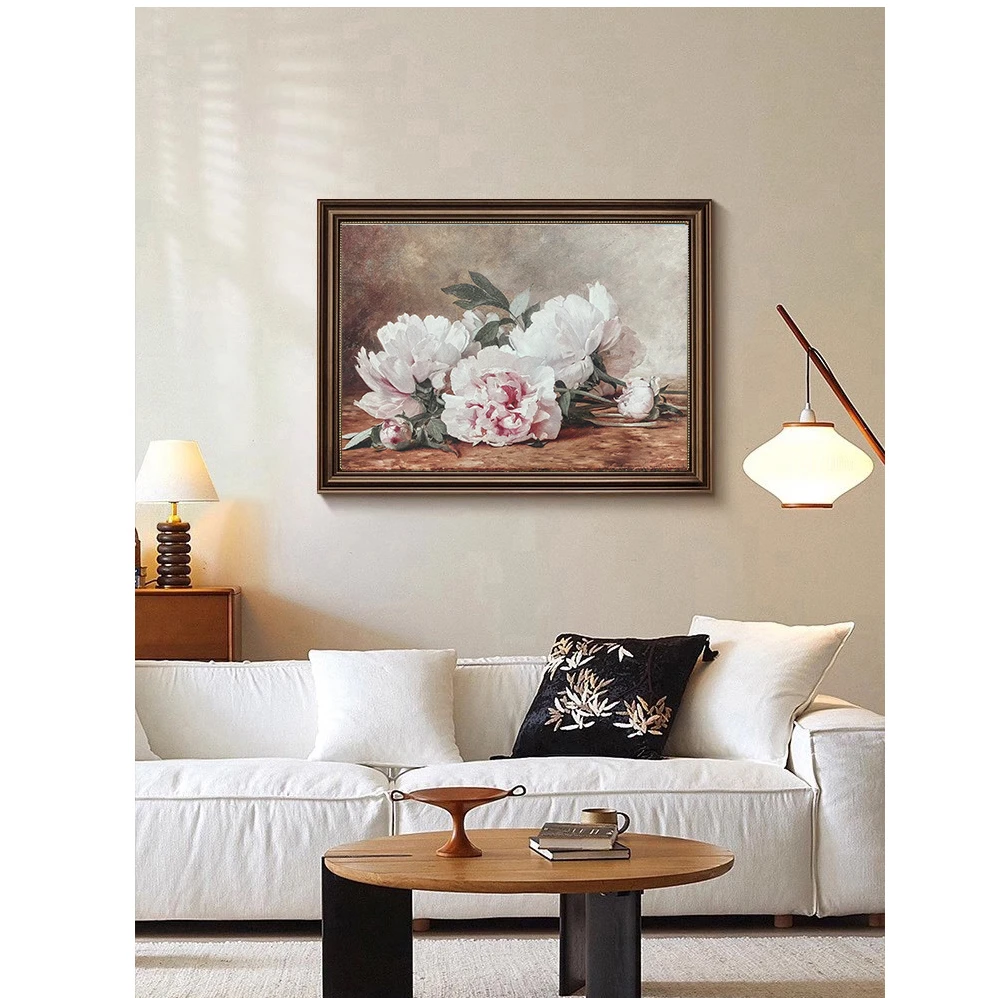 A92美式玄关装饰画餐厅挂画饭厅复古风景壁画卧室背景墙油画