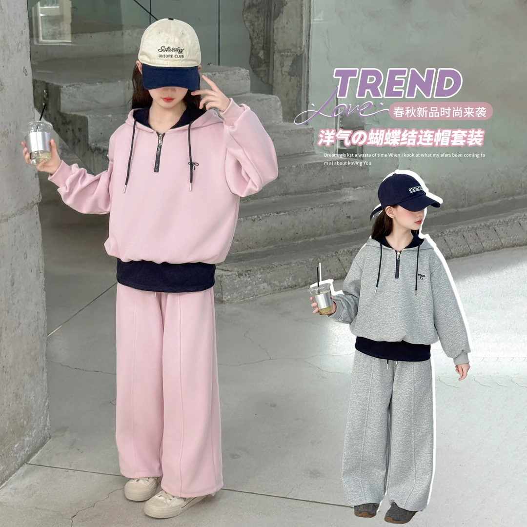 女童春秋季时尚宽松休闲套装2025新款女大童洋气潮范运动套装女宝