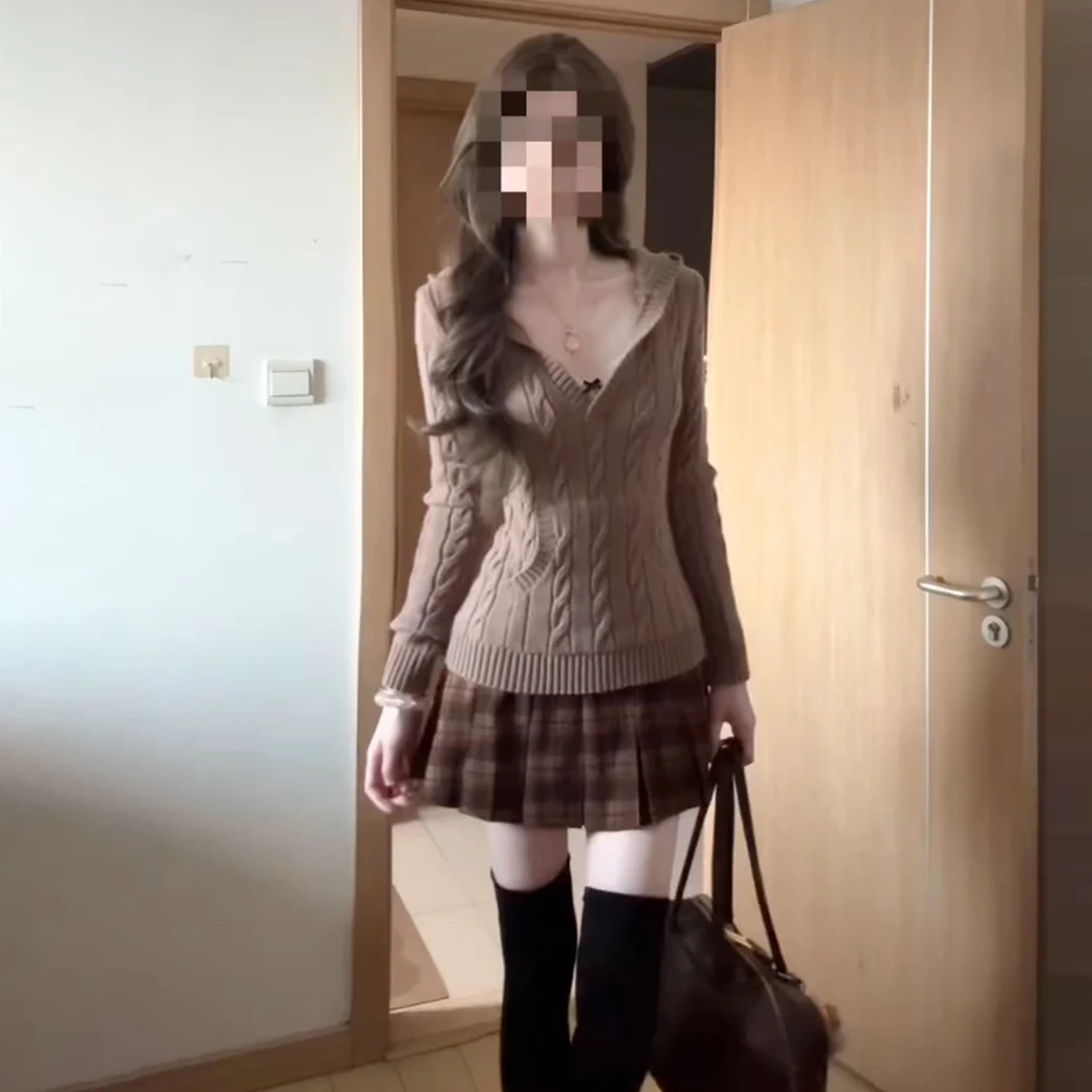 2025新款法式复古辣妹巨好看连衣裙子女秋冬学院风jk裙美拉德套装