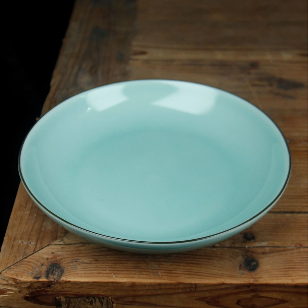 龙泉青瓷粉青黑边盘子19.5cm
