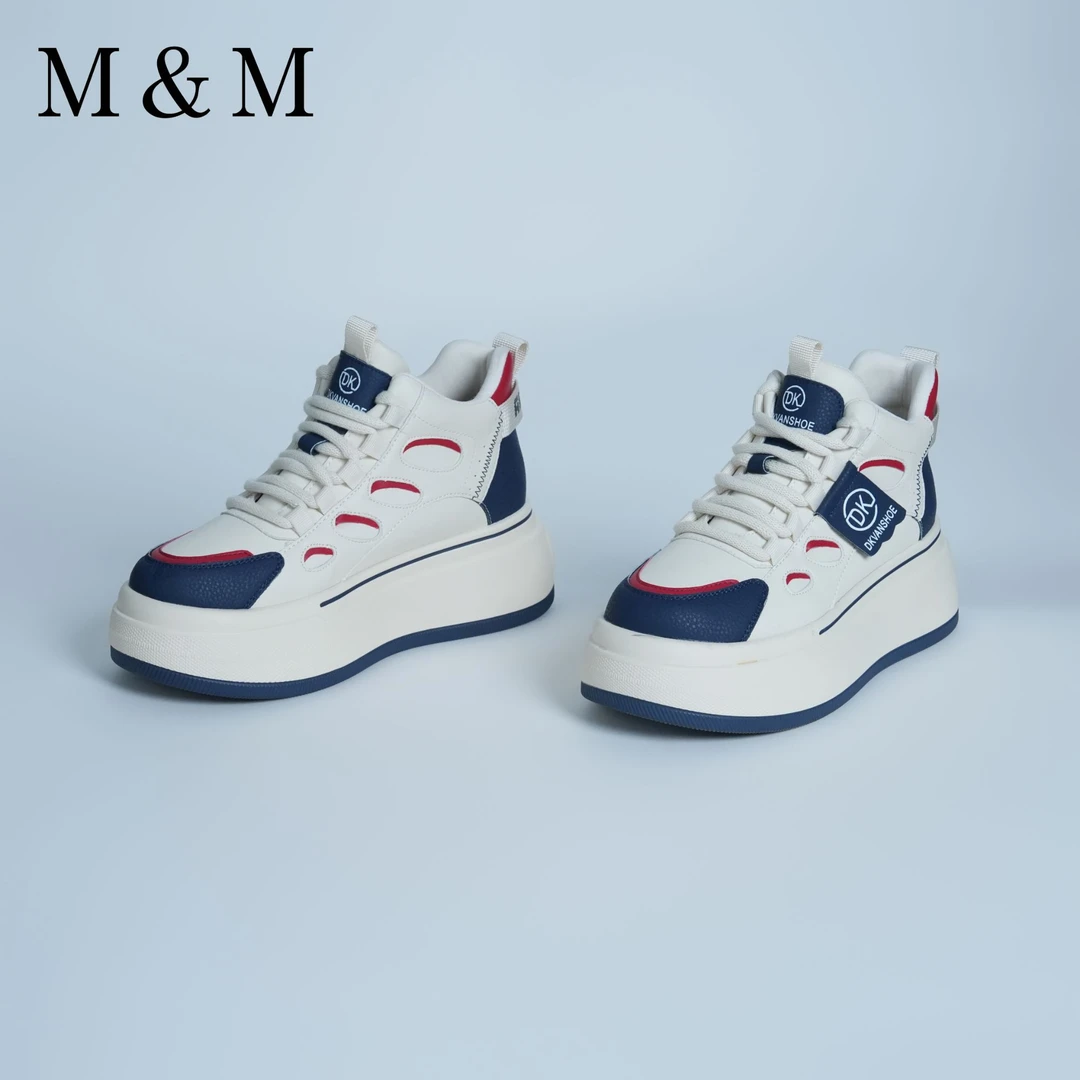 2025新款爆款百搭韩版厚底松糕鞋内增高7CM真皮透气女厚底鞋女