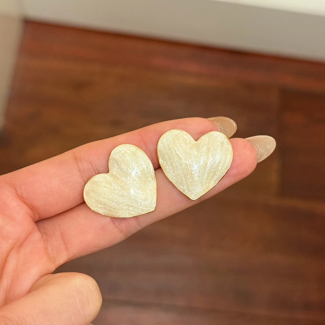 铜合金珐琅耳饰 E0721 时尚甜美气质简约桃心耳饰