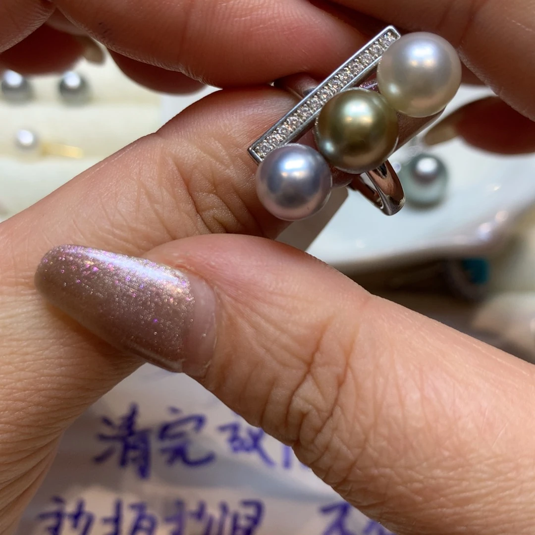 海水珍珠戒指银S925镶嵌