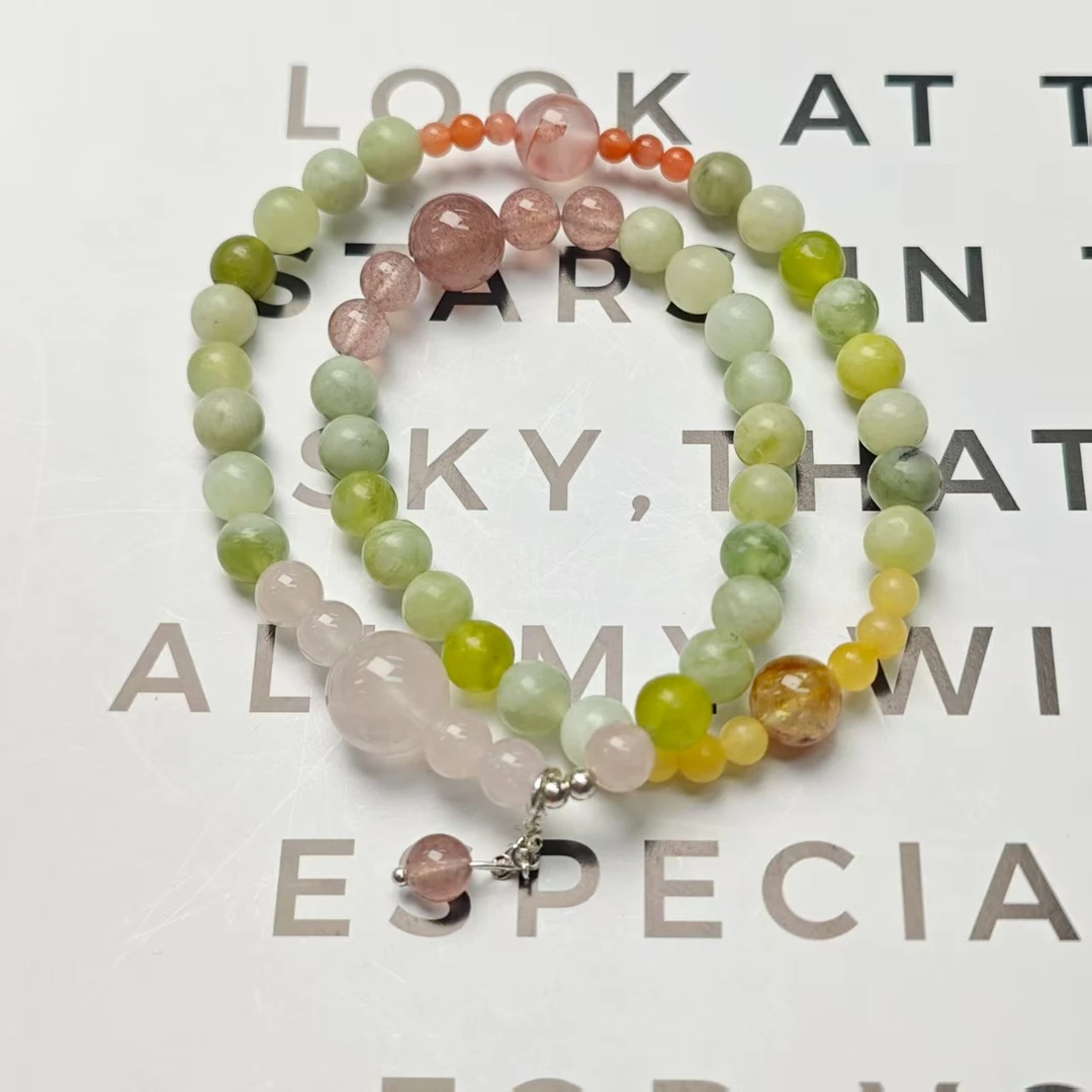 【莫奈睡莲】岫玉双圈设计手链6+(多样发其一) AX199