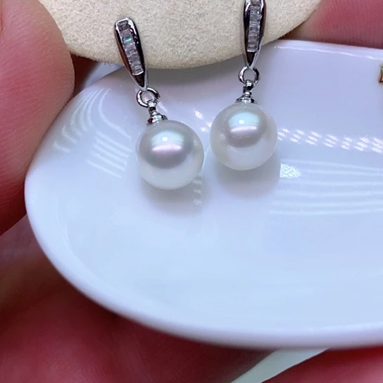 银S925镶嵌淡水珍珠耳饰