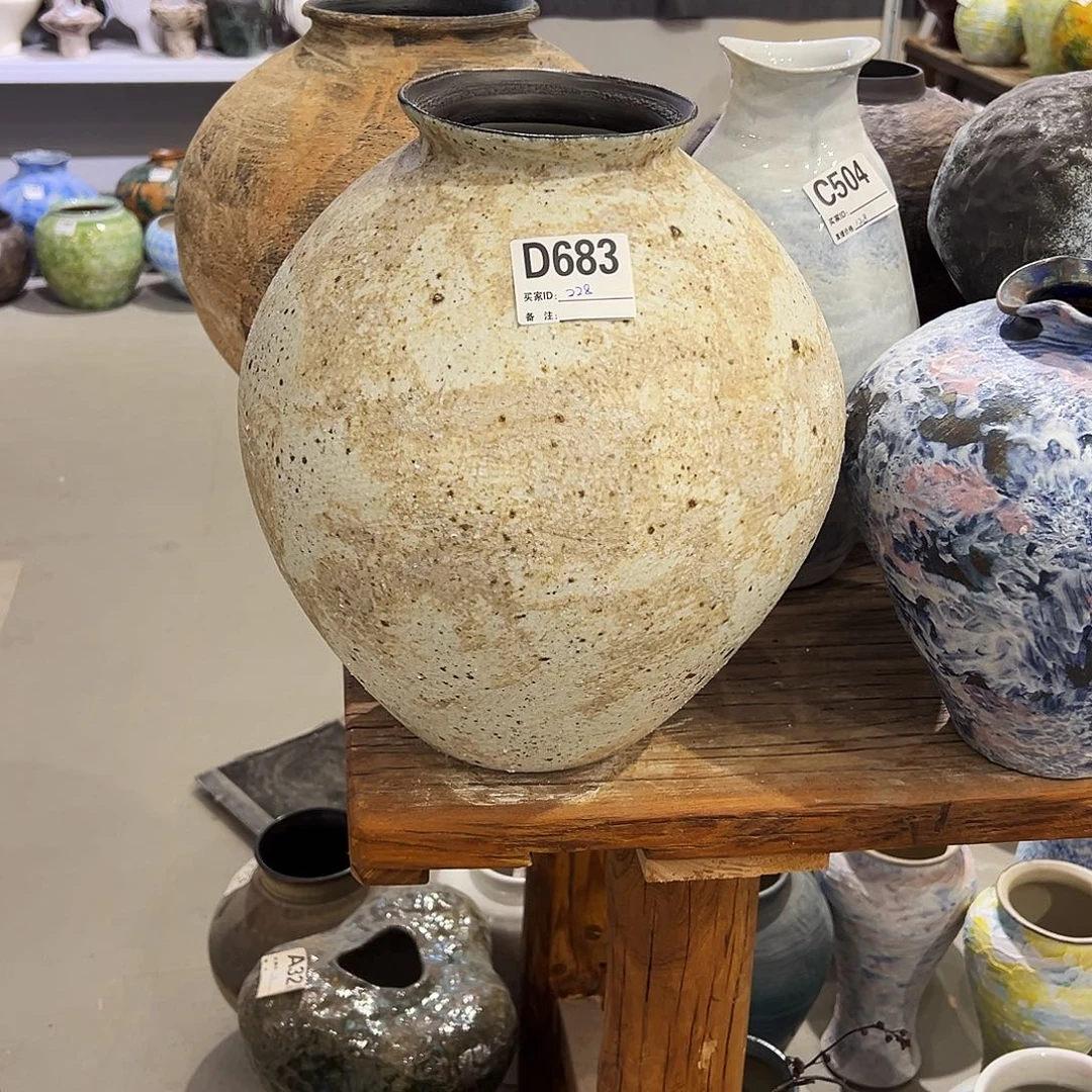 瓶D683高34口10陶瓷花瓶无孔