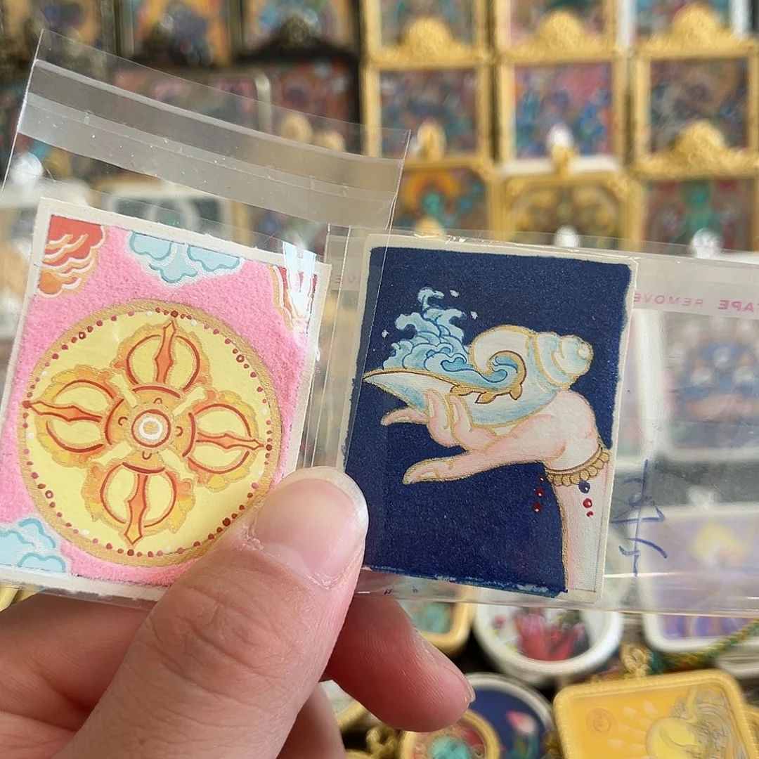 吊坠牛十三纯手绘唐卡