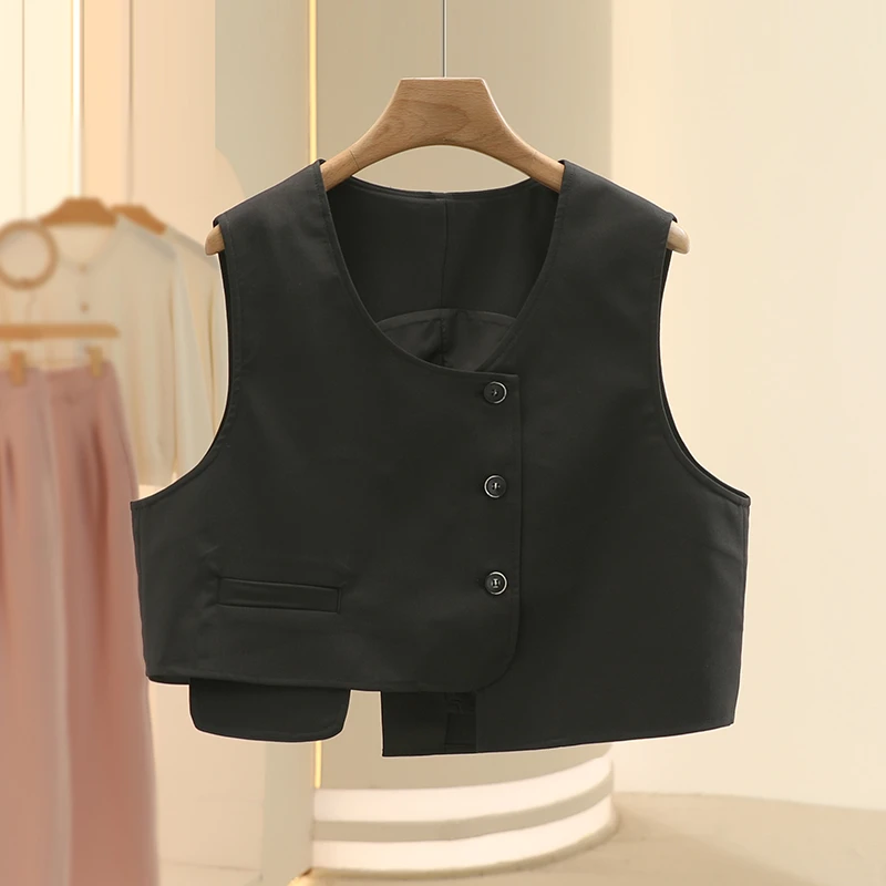 【艾w】不规则修身个性时尚马甲上衣2025秋季新款七号铺撤柜女装