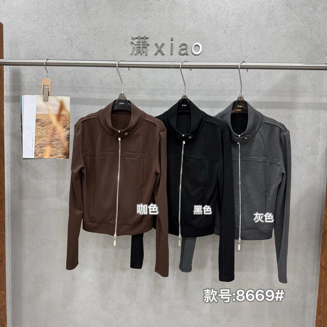 杨杨 潇家-（小薄片）lulu风立领拉链短外套8669