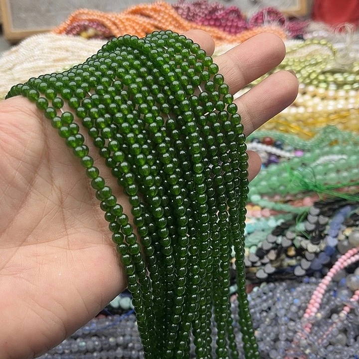 玛瑙/玉髓珠宝半成品未镶嵌一条4mm碧玉