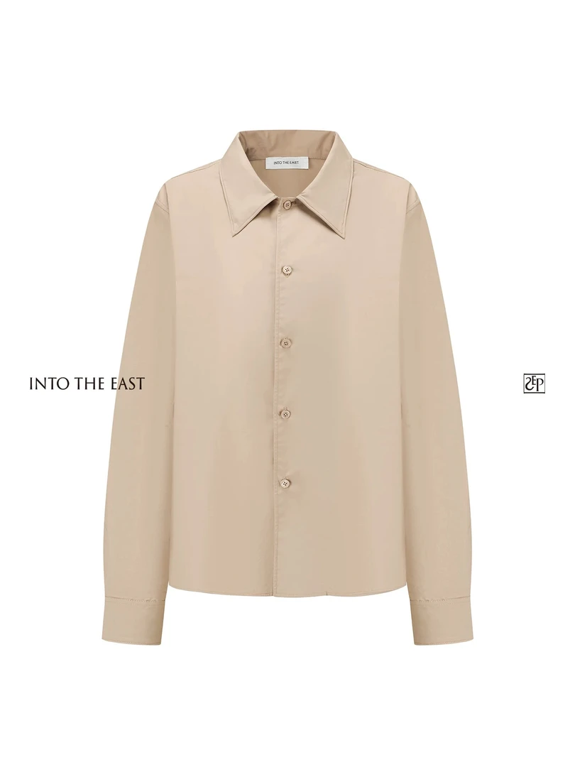 Into The East卡其色可塑形纯棉衬衫